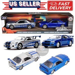 Jada 1:32 Fast & Furious Brian's Nissan Skyline GT-R R34 Silver & Blue